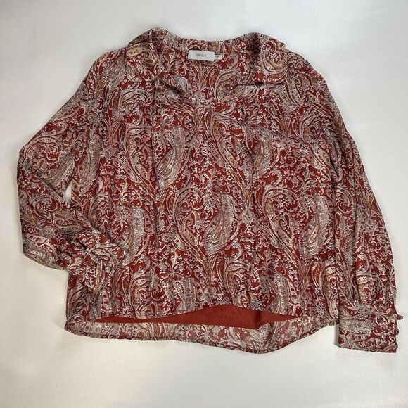 Anthropologie Tops - Greylin Anthropologie Top Womens Medium Paisley Red Peasant Blouse Flaw